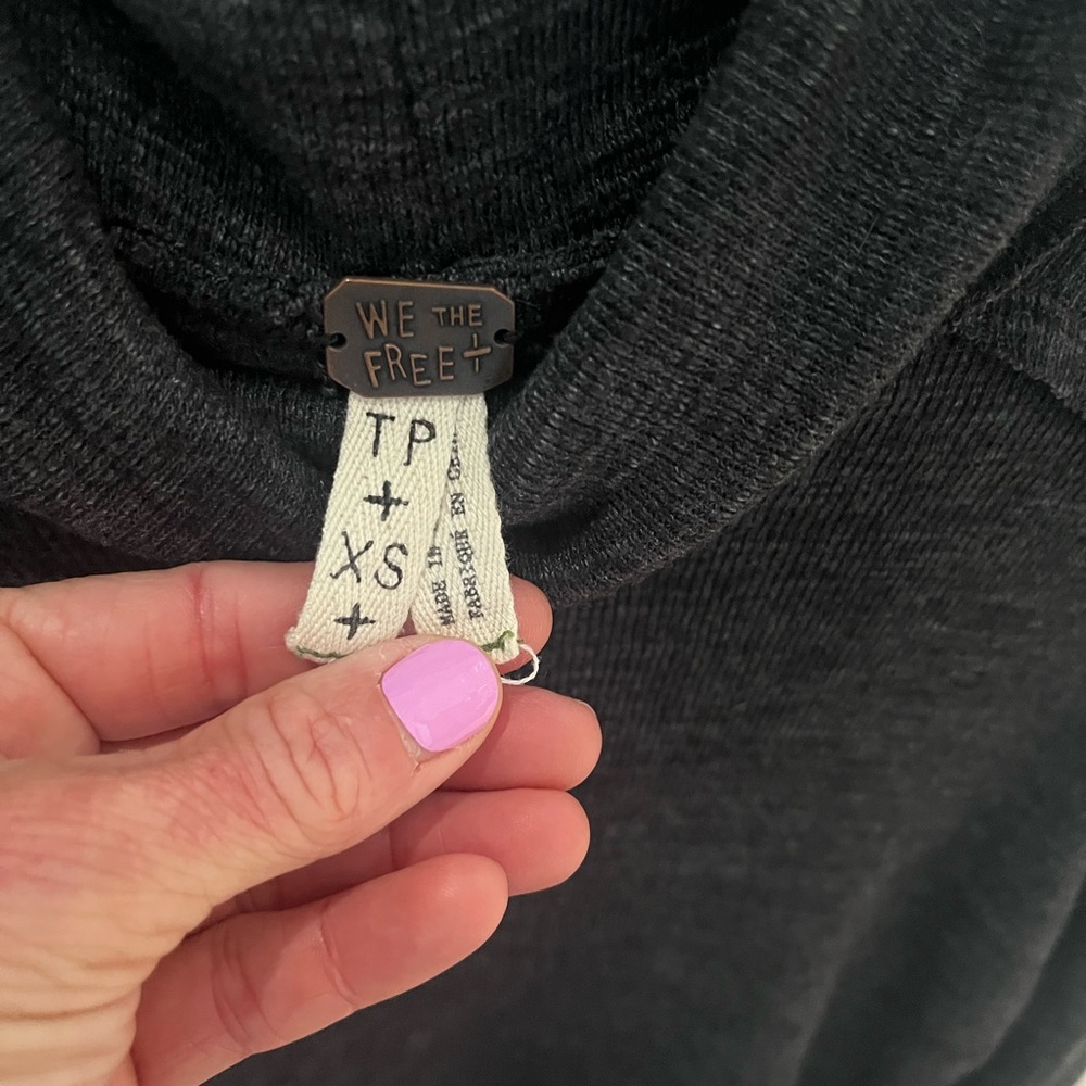 Free People grey turtleneck with split back